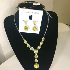 Charter Club necklace, earrings and bracelet yellow crystal set - NWT